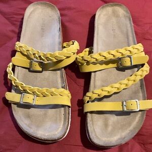 Vibrant Yellow Comfort Sandals with Braided Straps